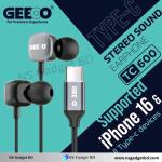 🎧 GEEOO TC600 Type-C Earphone 🔊 Ultra Bass | 🎤 Clear Call | 🔌 Type-C