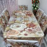 3D Print Korian Velvet 7PCS Table Cloth Set | Luxury Dining Table Cover