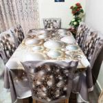 3D Print Korian Velvet 7PCS Table Cloth Set | Luxury Dining Table Cover