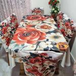 Premium 3D Print Korian Velvet 7pcs Table Cloth Set | Luxury Dining Table Cover & Decoration