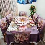 Premium 3D Print Korian Velvet 7pcs Table Cloth Set | Luxury Dining Table Cover & Decoration