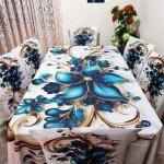 Premium 3D Print Korian Velvet 7pcs Table Cloth Set | Luxury Dining Table Cover & Decoration