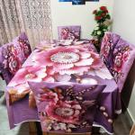 Premium 3D Print Korian Velvet 7pcs Table Cloth Set | Luxury Dining Table Cover & Decoration