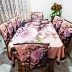 Premium 3D Print Korian Velvet 7pcs Table Cloth Set | Luxury Dining Table Cover & Decoration