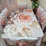 Premium 3D Print Korian Velvet 7pcs Table Cloth Set | Luxury Dining Table Cover & Decoration