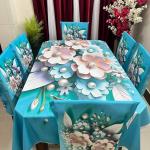 Premium 3D Print Korian Velvet 7pcs Table Cloth Set | Luxury Dining Table Cover & Decoration