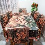 3D Print Korian Velvet 7 Pcs Table Cloth Set | Luxury Dining Decor