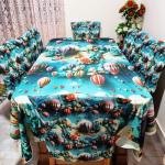 Premium 3D Print Korian Velvet 7pcs Table Cloth Set | Luxury Dining Table Cover & Decoration