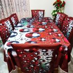 3D Print Korian Velvet 7 Pcs Table Cloth Set | Luxury Dining Decor