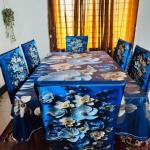 3D Print Korian Velvet 7 Pcs Table Cloth Set | Luxury Dining Decor