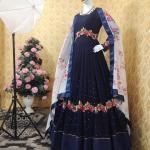 রেডিমেড জর্জেট এমব্রয়ডারি পার্টি ড্রেস