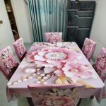 3D Print Korian Velvet 7 Pcs Table Cloth Set | Premium Dining Table Cover