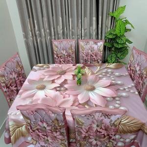 3D Print Korian Velvet 7 Pcs Table Cloth Set | Premium Dining Table Cover