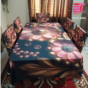 প্রিমিয়াম কোয়ালিটি ডিজিটাল 3D প্রিন্টের ডাইনিং টেবিল এবং চেয়ার কাভার সেট