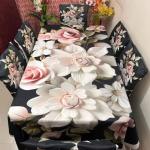 3D Print Korian Velvet 7 Pcs Table Cloth Set | Luxury Dining Decor