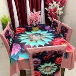 প্রিমিয়াম কোয়ালিটি ডিজিটাল 3D প্রিন্টের ডাইনিং টেবিল এবং চেয়ার কাভার সেট