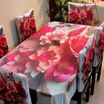 3D Print Korian Velvet 7 Pcs Table Cloth Set | Premium Dining Table Cover