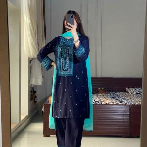 Sequence Embroidery Three Piece