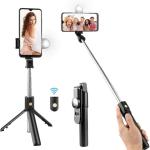 Q07 Bluetooth Selfie Stick with Light & Remote | Foldable Tripod