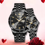 Olevs Stylish Couple Watch - BLACK
